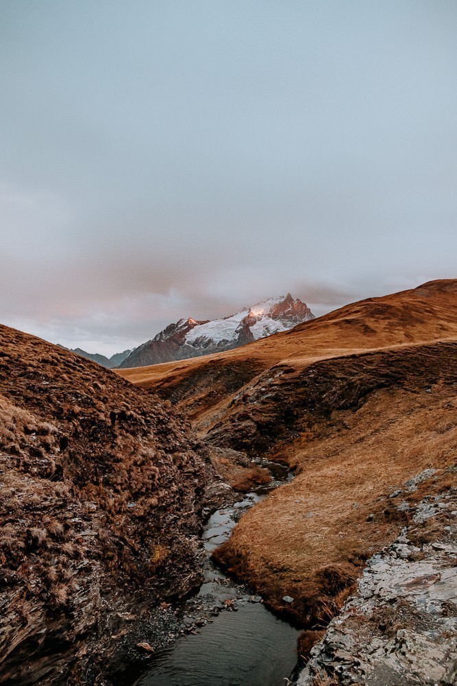 Les écrins au coucher de soleil